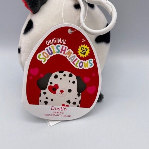 SQUISHMALLOW  Valentines the Dustin Dalmatian Clip On 3.5”  NEW - Picture 2 of 8